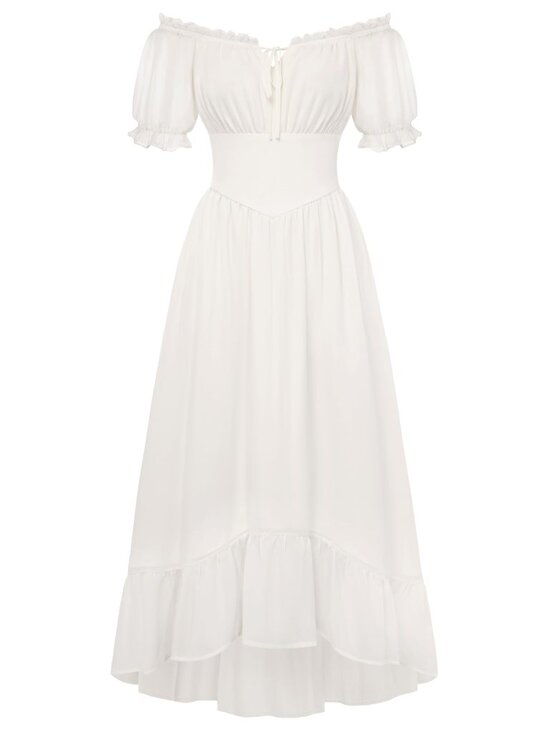 Scarlet Darkness Dresses & Skirts - Women Renaissance Dress Puff Sleeve Off Shoulder Fairy Milkmaid Dress White M
